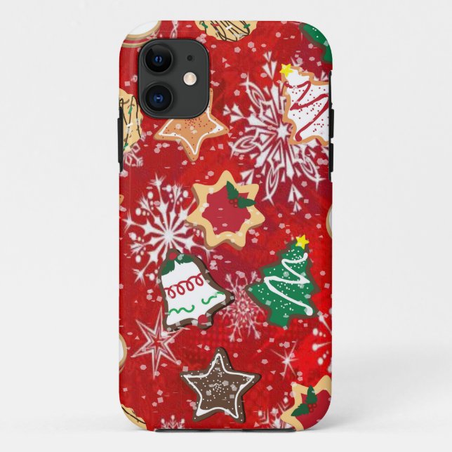 Christmas Cookies and Snowflakes on Red Case-Mate iPhone Case (Back)