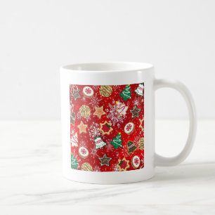 Christmas Cookies and Snowflakes on Red Coffee Mug