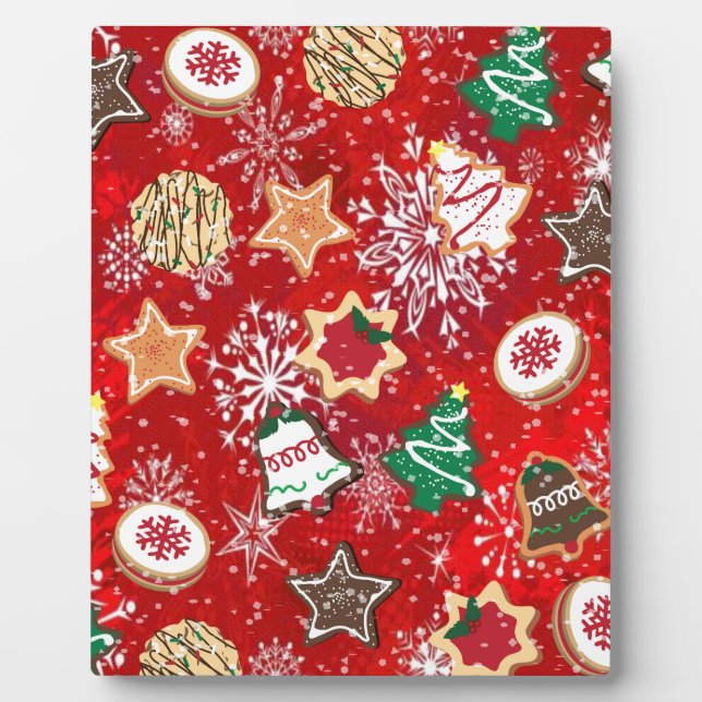 Christmas Cookies and Snowflakes on Red Plaque (Front)