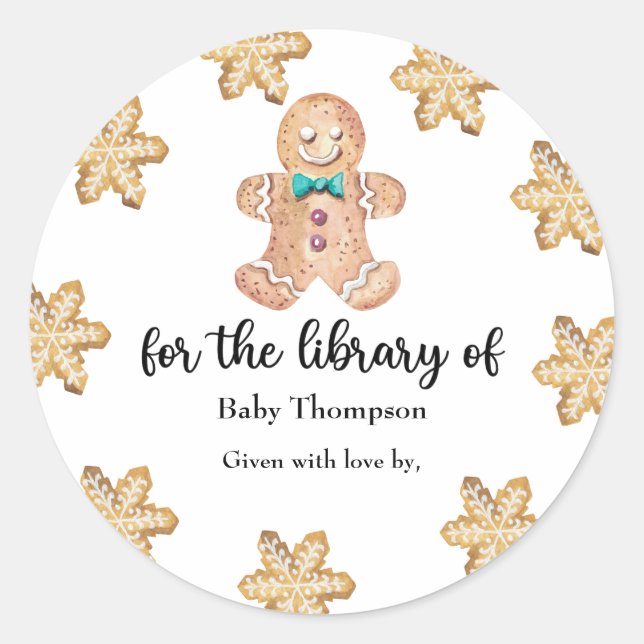 Christmas cookies - baby shower bookplate classic round sticker (Front)