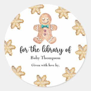 Christmas cookies - baby shower bookplate classic round sticker