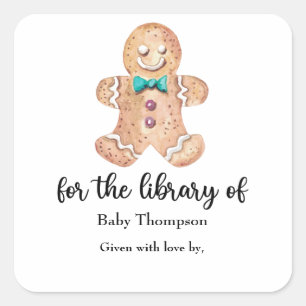 Christmas cookies - baby shower bookplate square sticker
