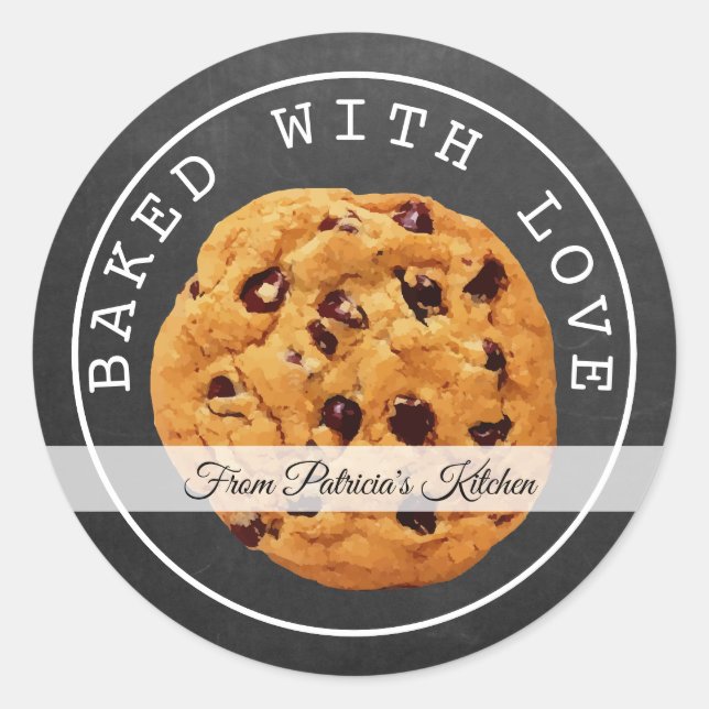 Christmas Cookies Baked With Love Chalkboard Classic Round Sticker (Front)