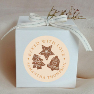 Christmas Cookies Baked with Love Yellow Classic Round Sticker