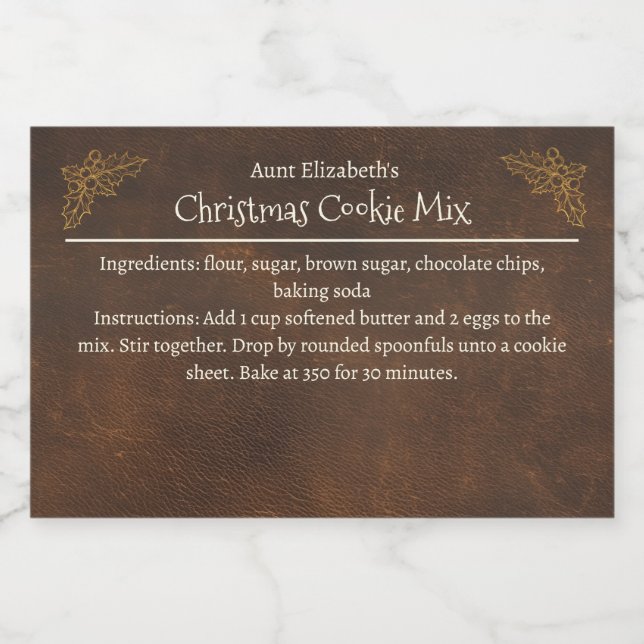 Christmas Cookies Baking Mix Personalised Food Label (Single Label)