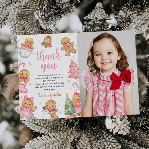 Christmas Cookies Birthday Party Photo Thank You Card