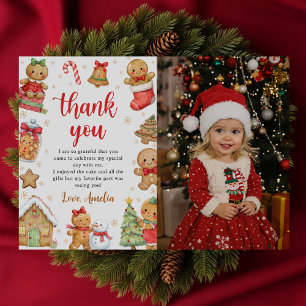 Christmas Cookies Birthday Party Photo Thank You Card