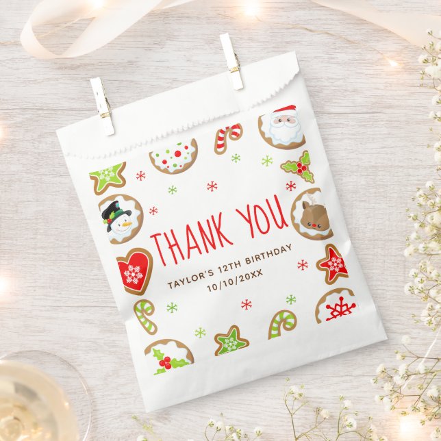 Christmas Cookies Birthday Party Red Thank You Favour Bags (Clipped)