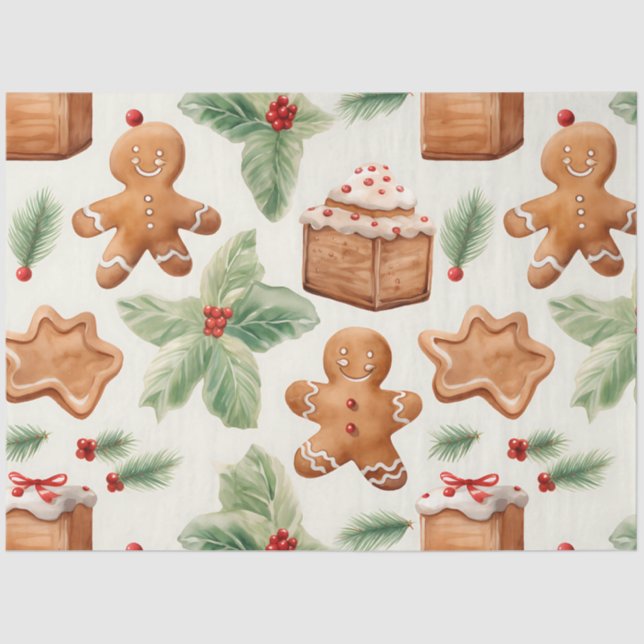 Christmas Cookies Cakes Gingerbread Men Christmas Tissue Paper (Front)