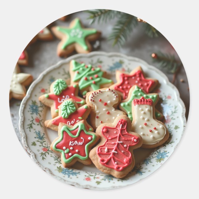 Christmas cookies classic round sticker (Front)
