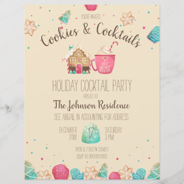 Christmas Cookies Cocktail Cute Party Flyer (Front)