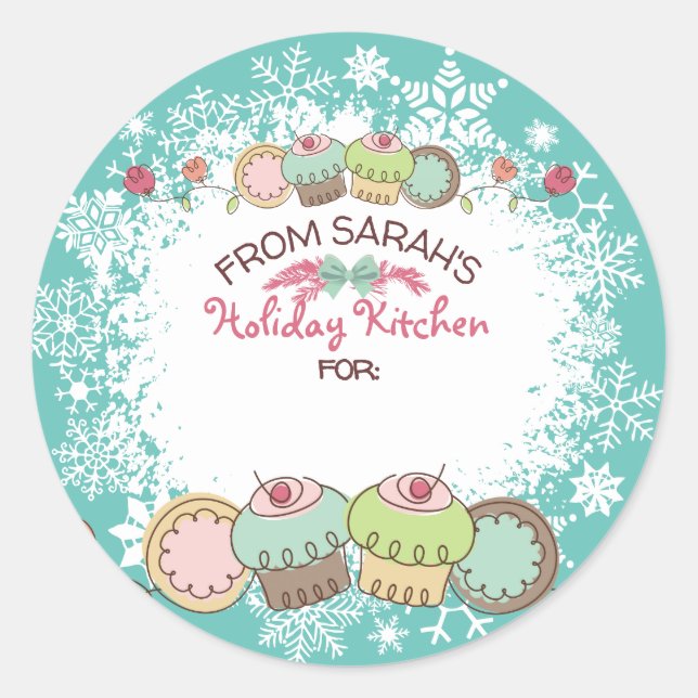 Christmas cookies cupcakes from the kitchen of classic round sticker (Front)