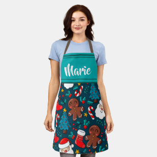 Christmas Cookies Cute Festive Pattern With Name Apron