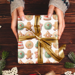 Christmas Cookies Exchange Red Green Holiday Wrapping Paper