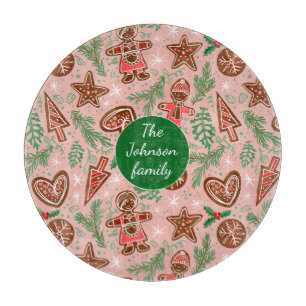 Christmas cookies family green cutting board