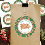 Christmas Cookies for Santa Green Classic Round Sticker<br><div class="desc">Holiday food gift stickers with a festive Christmas cookie and candy pattern on green with red and white contrasts. Changeable text for you to edit with your own details in the "Personalise" text editor. Coordinates with napkins, a kitchen towel, baking apron and other designs in the Christmas Kitchen collection at...</div>