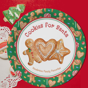 Christmas Cookies for Santa Green  Paper Plate
