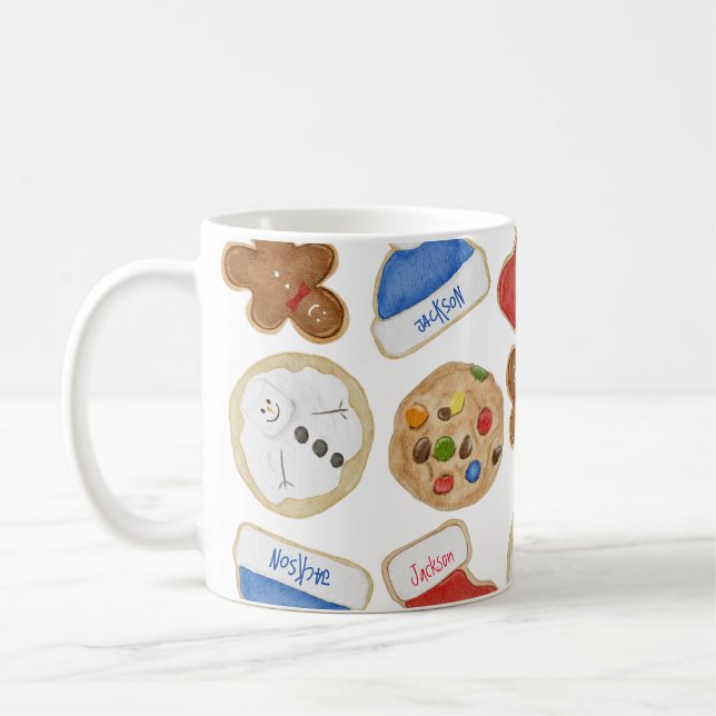 Christmas Cookies Gingerbread Man Custom Name Coffee Mug (Left)
