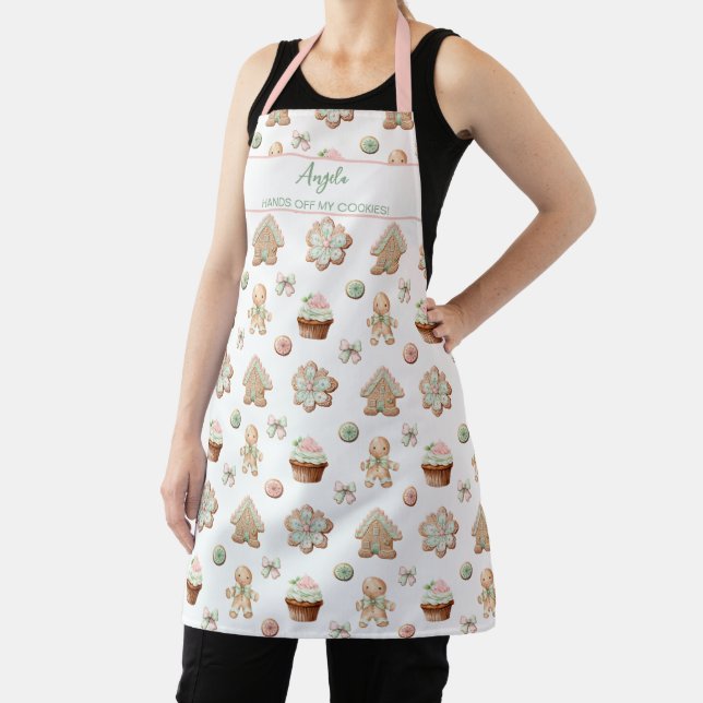 Christmas Cookies Gingerbread Sage Blush Custom Apron (Insitu)