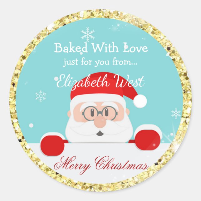Christmas Cookies, Gold Glitter, Treat Stickers (Front)