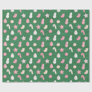 Christmas Cookies Green Wrapping Paper