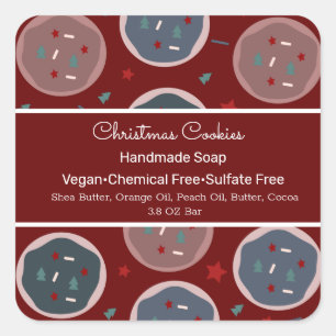 Christmas Cookies Handmade Soap Branding Square Sticker