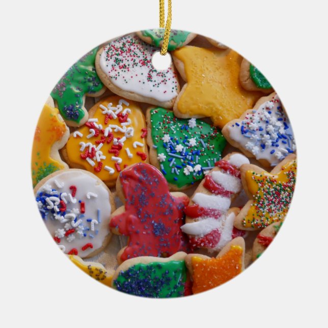 Christmas Cookies I Colourful Holiday Baking Ceramic Tree Decoration (Front)
