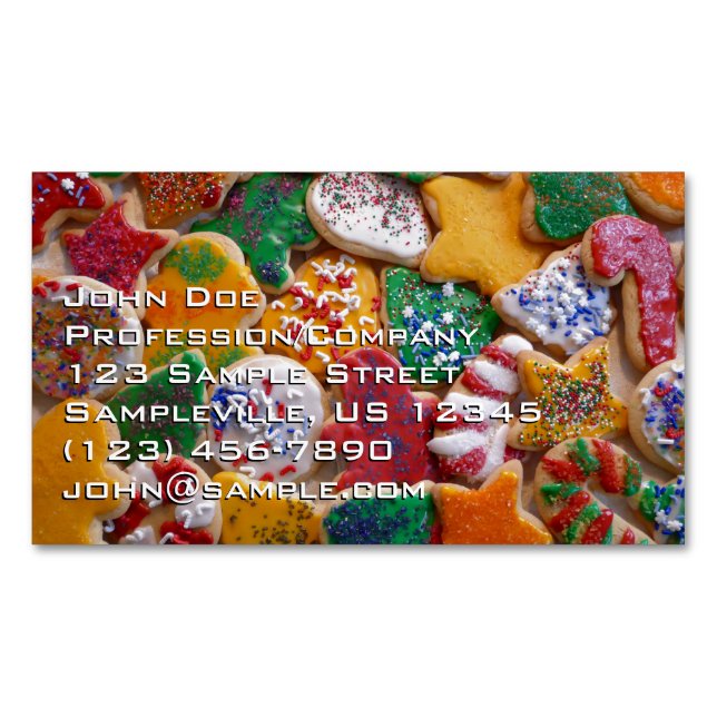 Christmas Cookies I Colourful Holiday Baking Magnetic Business Card (Front)