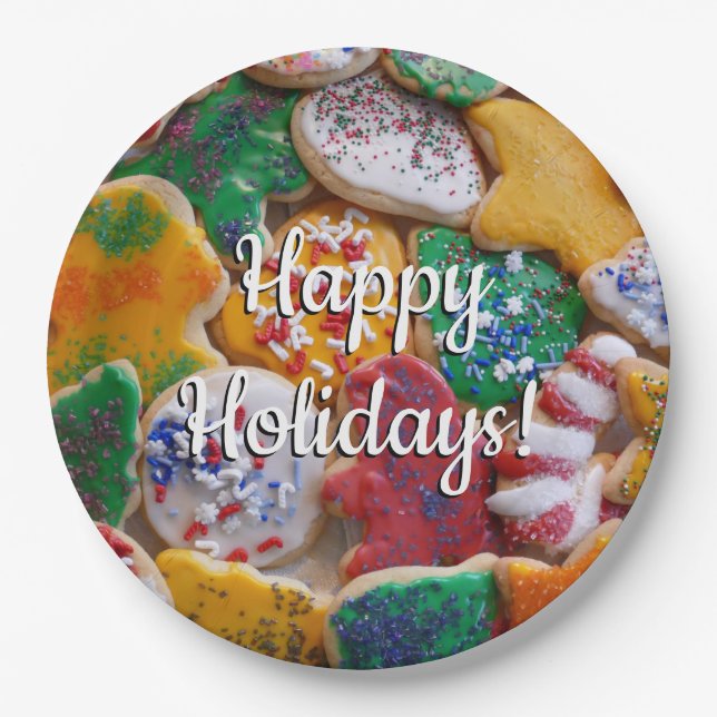Christmas Cookies I Colourful Holiday Baking Paper Plate (Front)