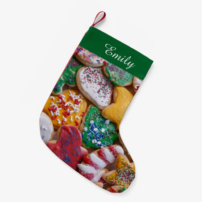 Christmas Cookies I Colourful Holiday Baking Small Christmas Stocking (Front (Hanging))