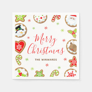 Christmas Cookies Merry Christmas Red and Green Napkin