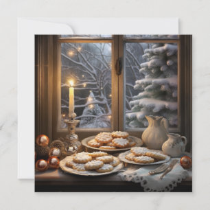 Christmas cookies on a snowy day card