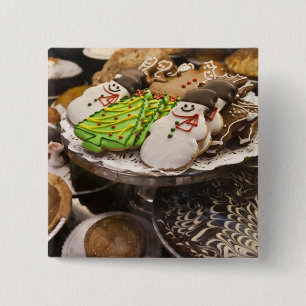 Christmas cookies on display in a New York city 15 Cm Square Badge
