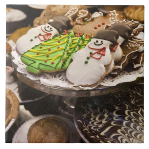 Christmas cookies on display in a New York city Tile