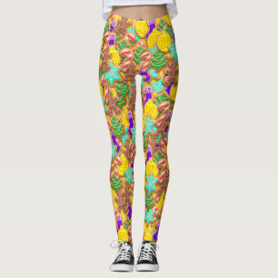 Christmas Cookies on Yellow Laddies Leggings