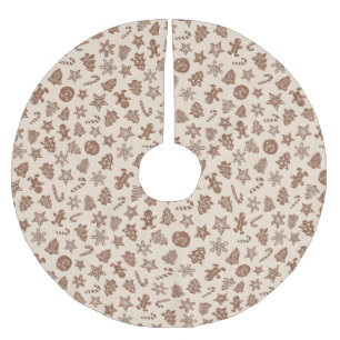 Christmas Cookies Pattern Yellow Brushed Polyester Tree Skirt