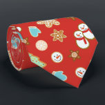 Christmas Cookies Patterned Red Festive Tie<br><div class="desc">A cute Christmas tie patterned with festively decorated sugar Christmas cookies in the shapes of snowflakes,  snowmen,  Christmas trees,  ornaments,  and stars.</div>