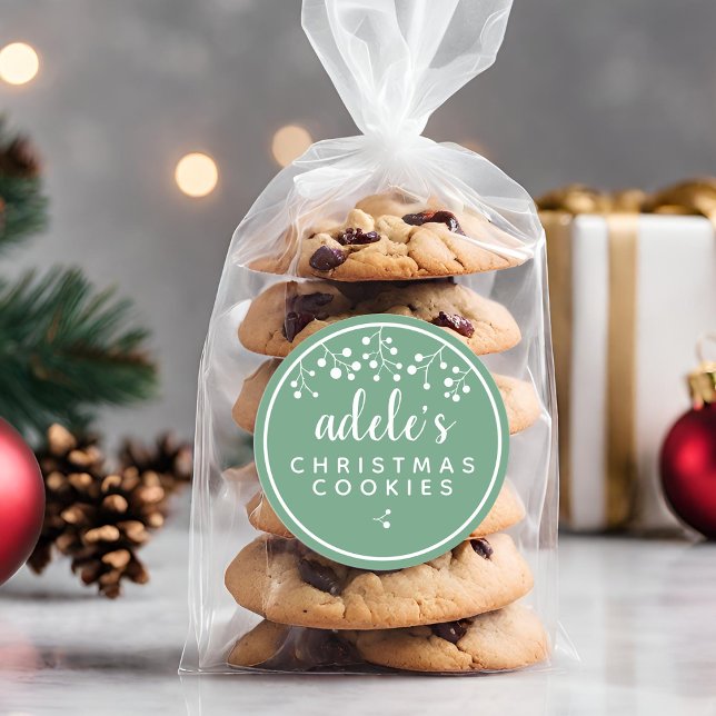 Christmas Cookies Personalised Green Classic Round Sticker (Christmas Cookies Personalized Green Classic Round Sticker)