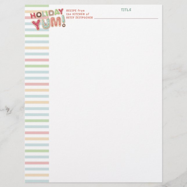 Christmas cookies personalised recipe letterhead (Front)