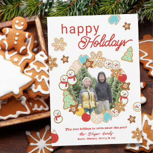 Christmas Cookies Photo Wreath Happy Holidays Holiday Card