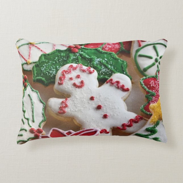 ***CHRISTMAS COOKIES*** PILLOW & SOLID RED BACK (Front)