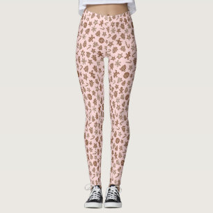 Christmas Cookies Pink Pattern Leggings