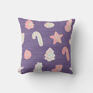 Christmas Cookies Purple Throw Pillow