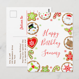 Christmas Cookies Red and Green Happy Birthday Postcard