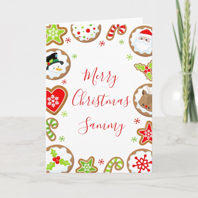 Christmas Cookies Red and Green Merry Christmas Holiday Card (Front)