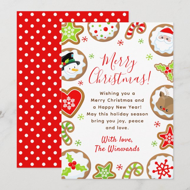 Christmas Cookies Red and Green Merry Christmas Holiday Card (Front/Back)
