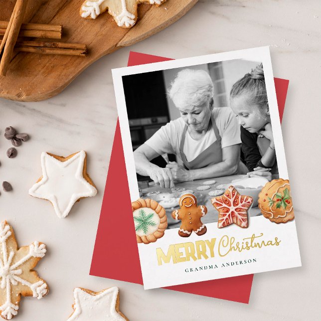 Christmas Cookies Red Holiday Baking Photo Card (Creator Uploaded)