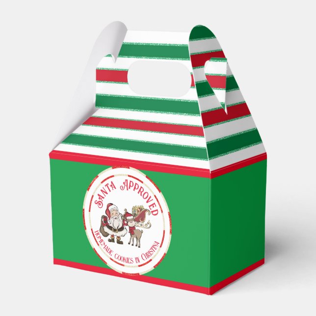 Christmas Cookies Santa Approved Red and Green Favour Box (Front Side)