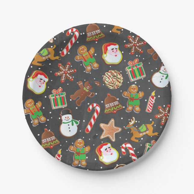 Christmas Cookies Snow Paper Plate (Front)