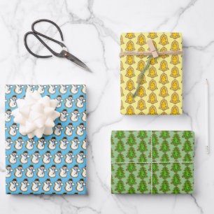 Christmas Cookies Snowman Bell Tree Holiday Baking Wrapping Paper Sheet
